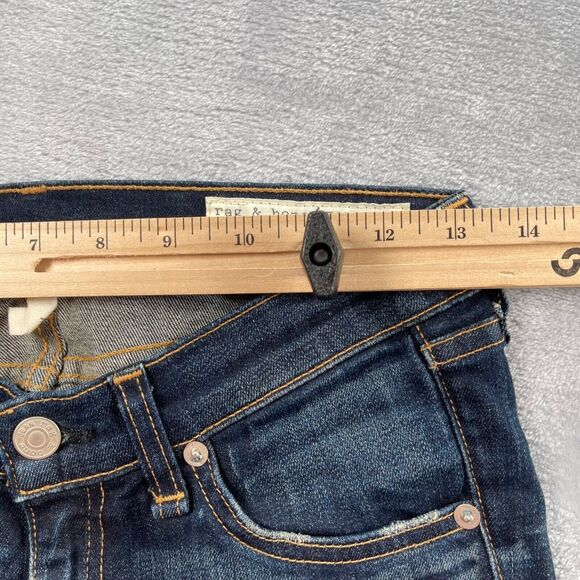 rag & bone Jeans Womens Size 25 Skinny Leg Dark Wash Distressed Ripped Low Rise - Picture 9 of 16